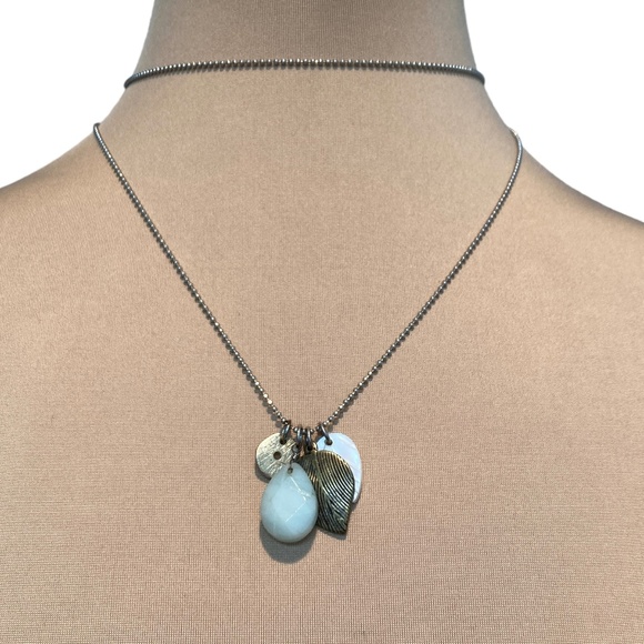 American Eagle Outfitters Jewelry - necklace 4 charms AMERICAN EAGLE OUTFITTERS 34-36" silver chain blue shell